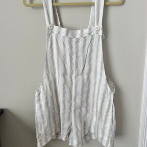Free People Striped Short Overalls Romper
